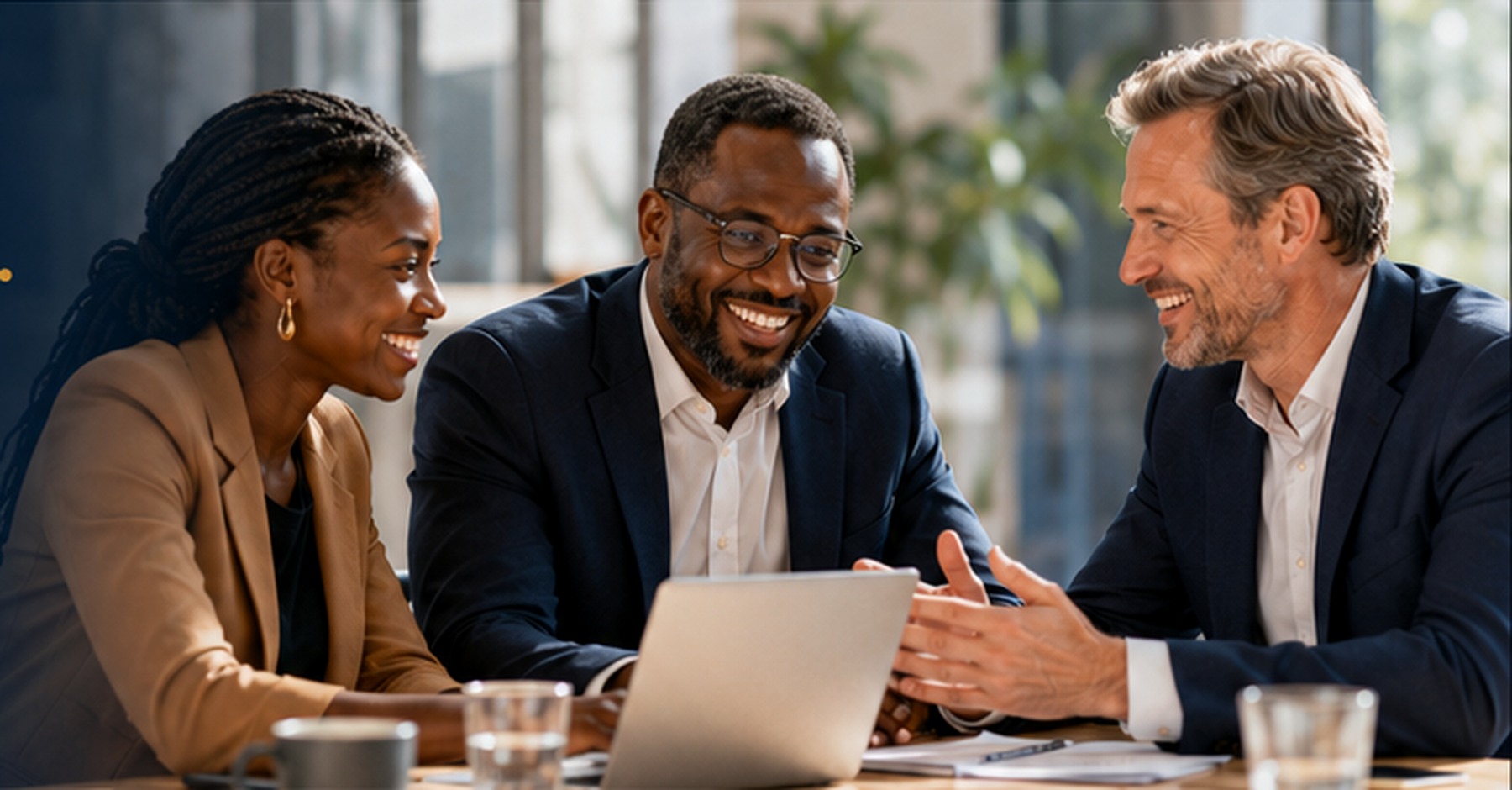 African and European financial professionals collaborating around a table